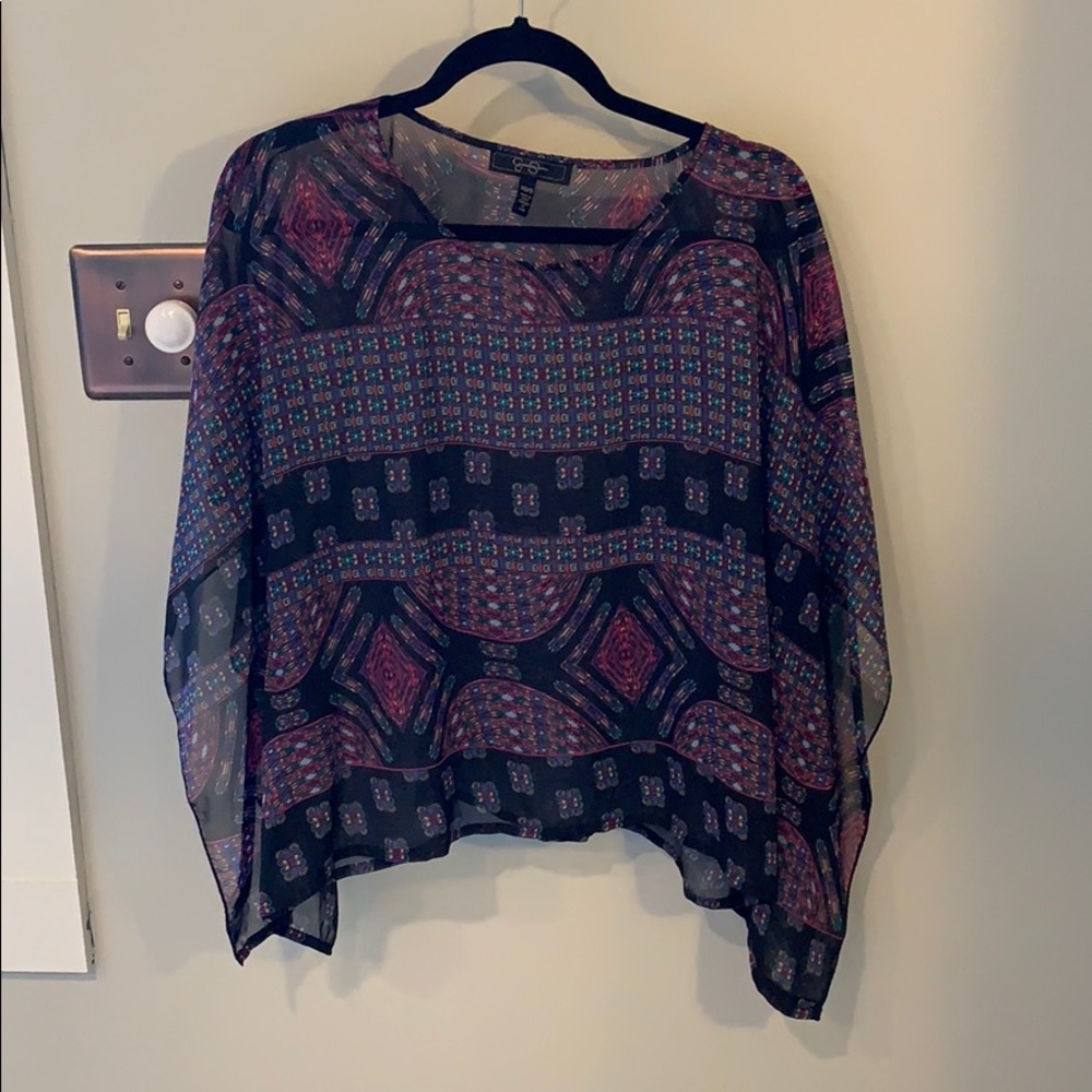 Jessica Simpson Sheer Blouse Peasant Shirt